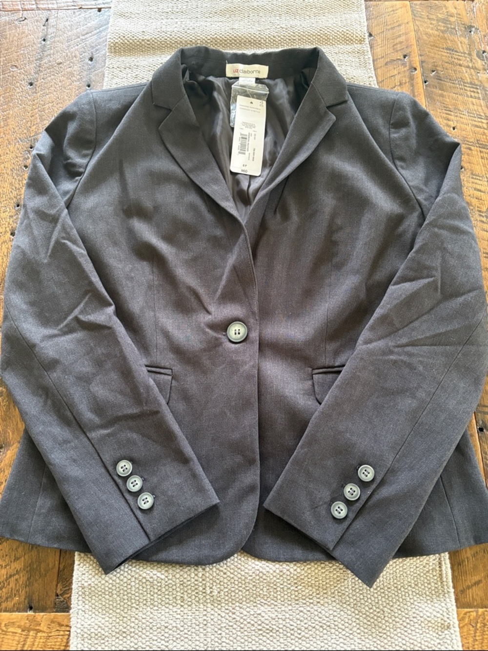 Liz Claiborne Charcoal Gray Single-Button Blazer